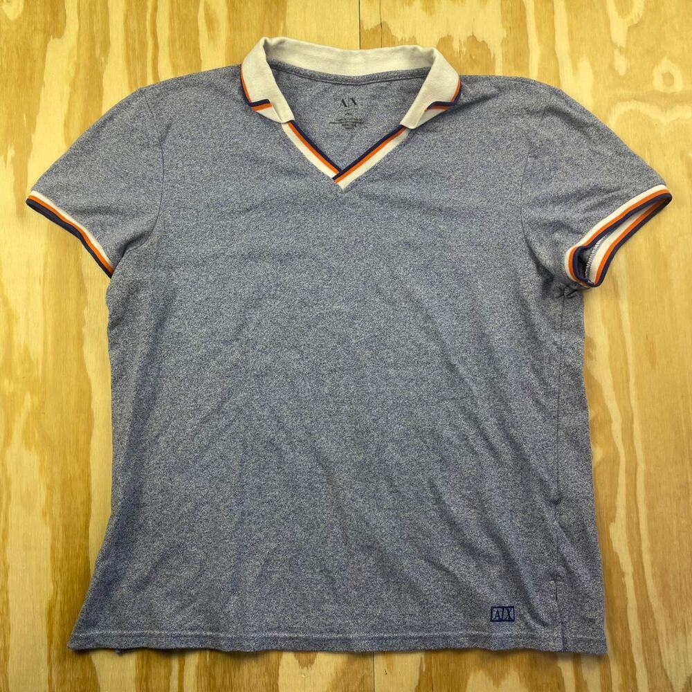 Armani Exchange Contrast Pique Polo Shirt – Blue/White/Orange – Men’s XXL